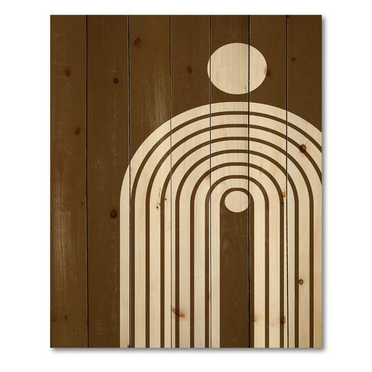 Designart - Terracotta Minimalist Boho Rainbow II - Modern Print on Natural Pine Wood
